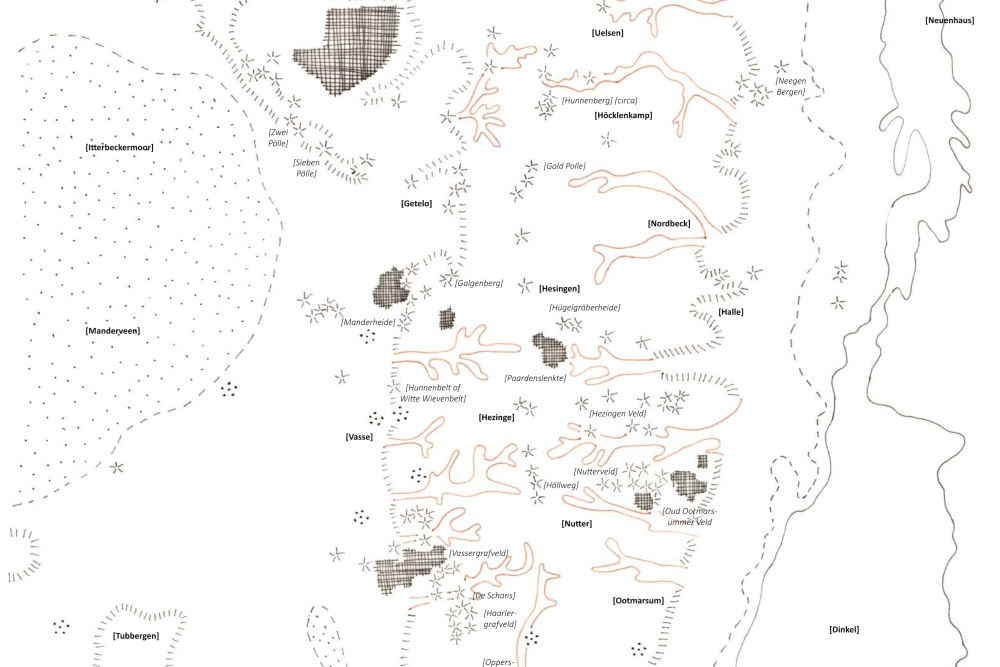 Vlekkenkaart: prehistorische landschapselementen NO Twente